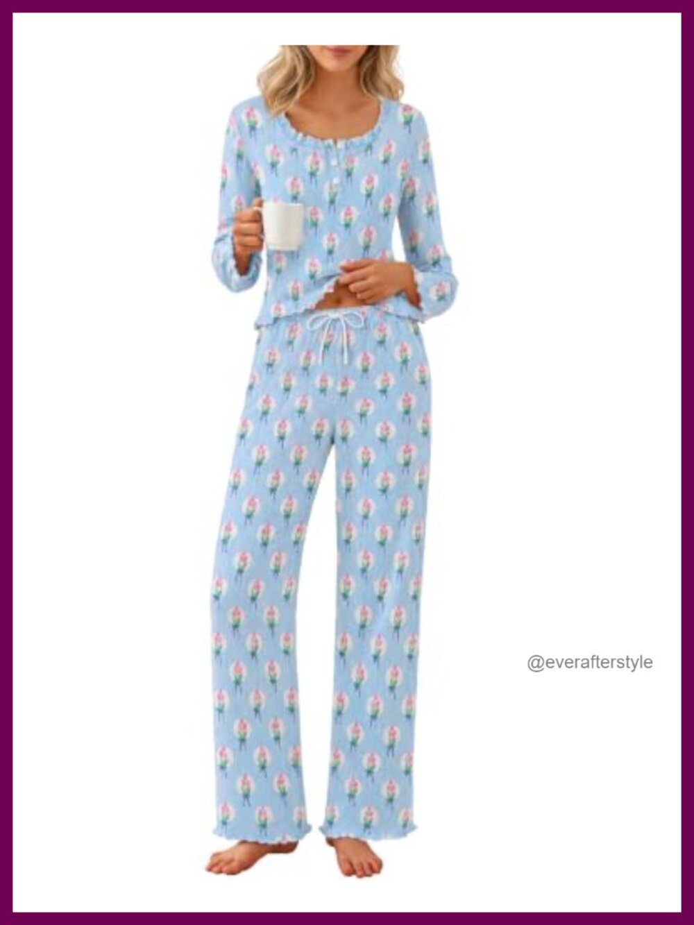 Womens 2 Piece Pajama Set Long Sleeve Button Front Sleepwear Lounge